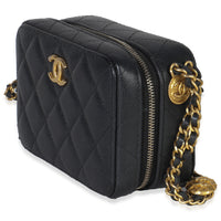 Black Quilted Twist Your Buttons Clutch With Chain
