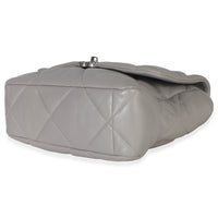 Grey Shiny Quilted Lambskin Large Chanel 19 Flap Bag