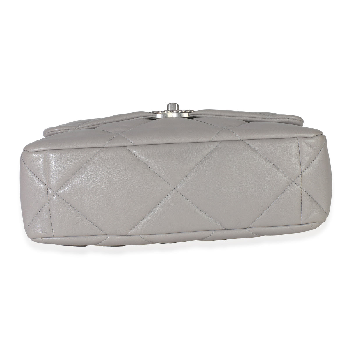 Grey Shiny Quilted Lambskin Large Chanel 19 Flap Bag