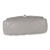 Grey Shiny Quilted Lambskin Large Chanel 19 Flap Bag