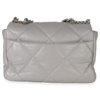 Grey Shiny Quilted Lambskin Large Chanel 19 Flap Bag