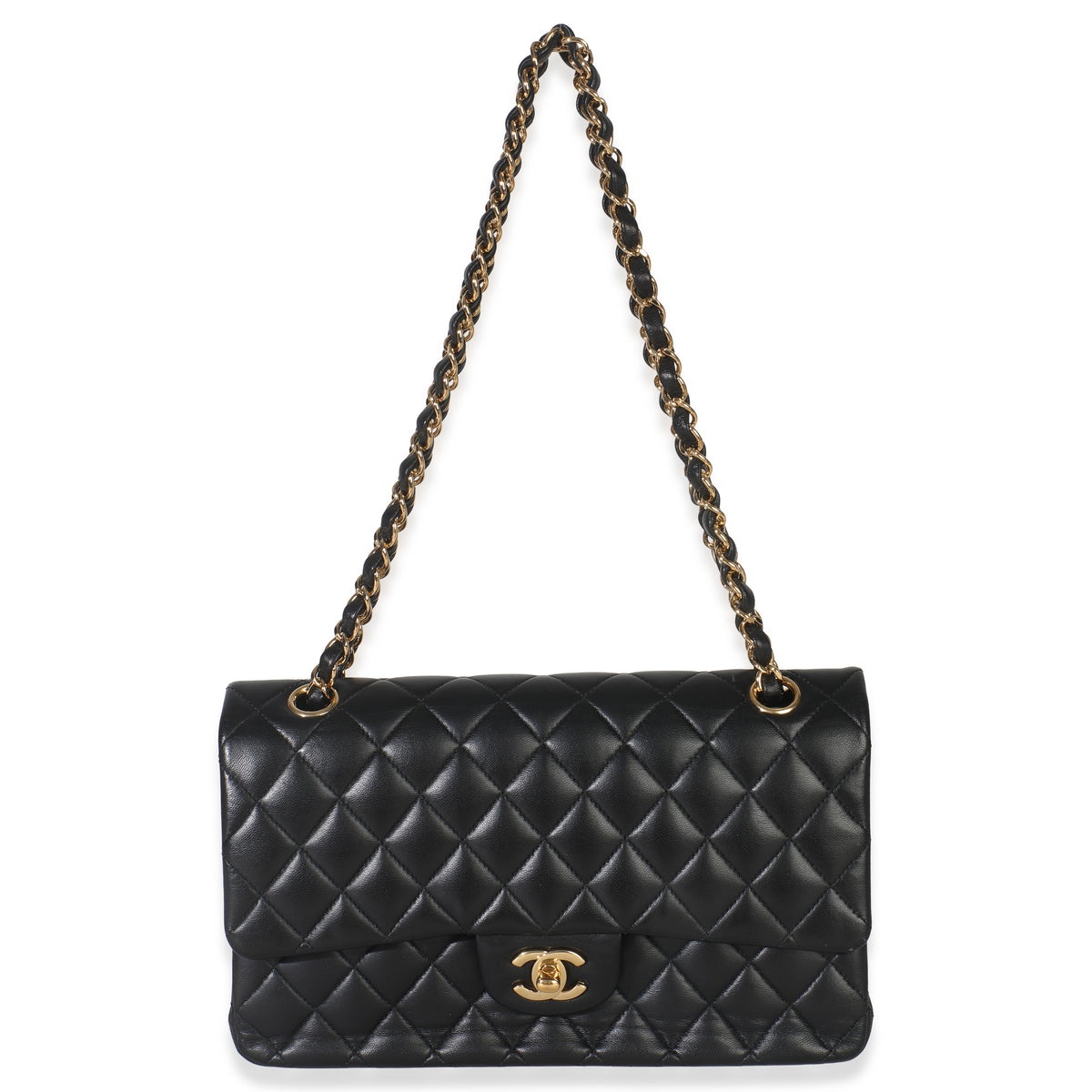 Black Quilted Lambskin Medium Classic Double Flap Handbag
