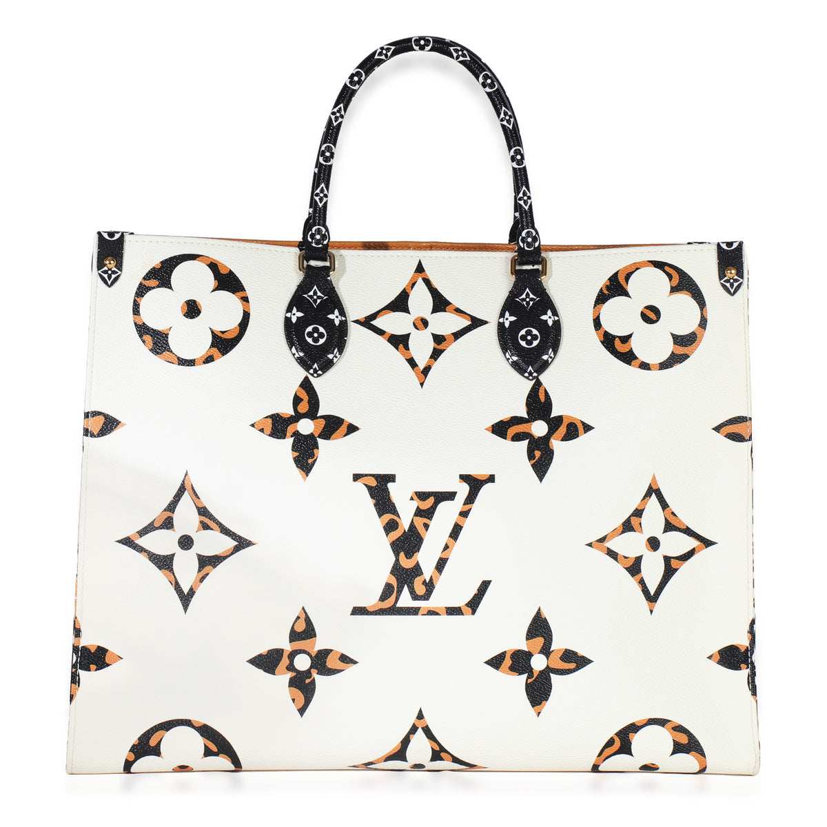 Louis Vuitton White Giant Monogram Jungle Canvas Onthego GM Handbag fv