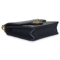 Navy Iridescent Quilted Goatskin Vertical Chic Pearls Flap Bag