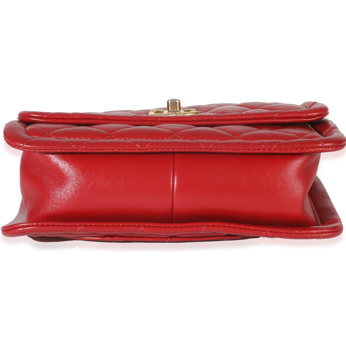 Chanel Red Quilted Puffy Calfskin Small Twist Your Buttons Flap Bag Handbag stamp