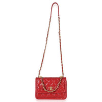 Red Quilted Puffy Calfskin Small Twist Your Buttons Flap Bag
