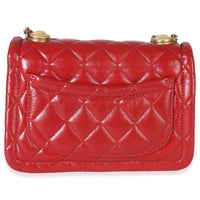 Red Quilted Puffy Calfskin Small Twist Your Buttons Flap Bag