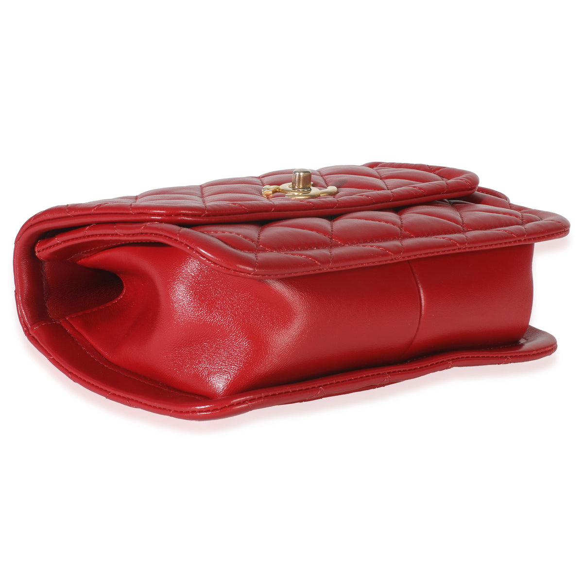 Red Quilted Puffy Calfskin Small Twist Your Buttons Flap Bag