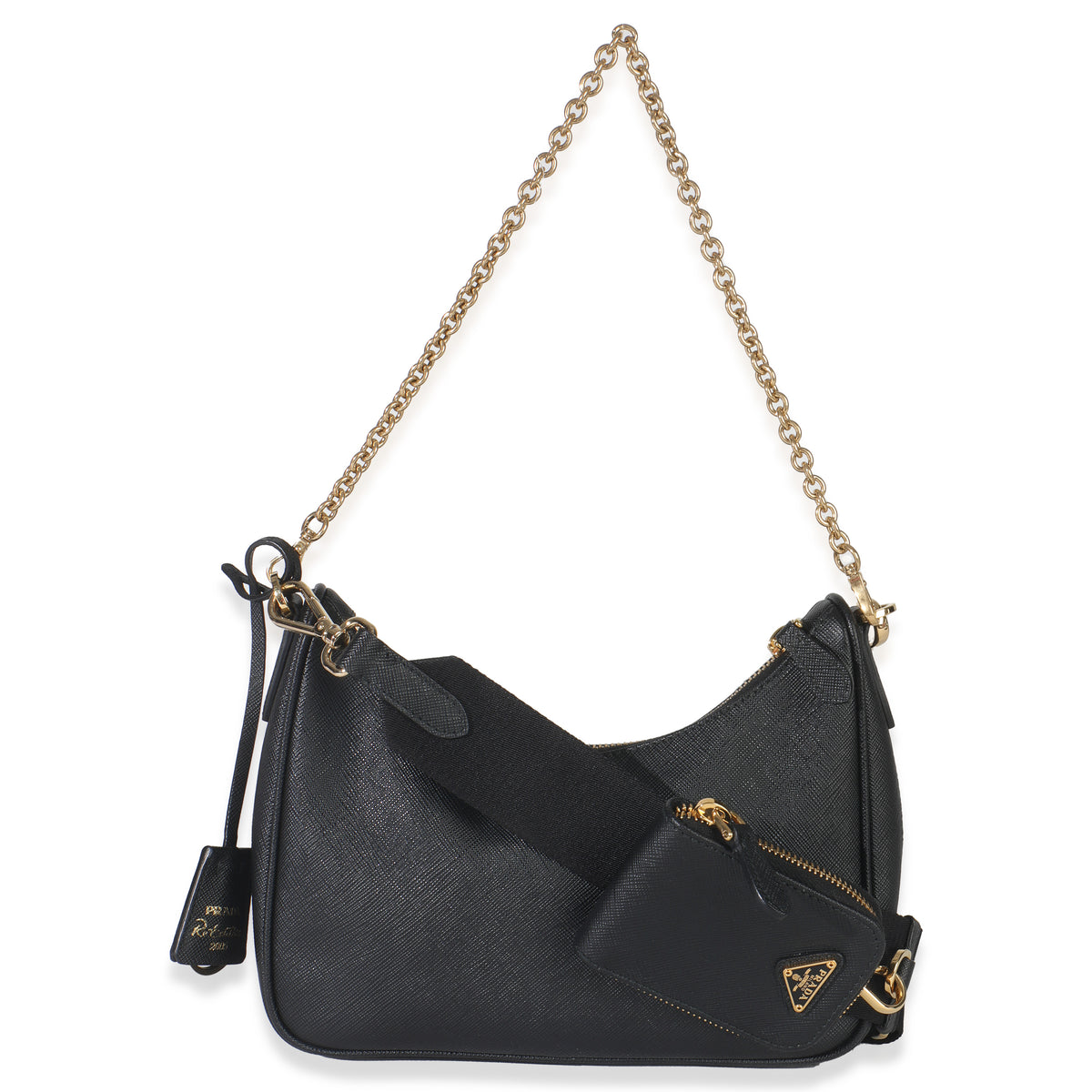 Black Saffiano Lux Re-Edition 2005 Shoulder Bag