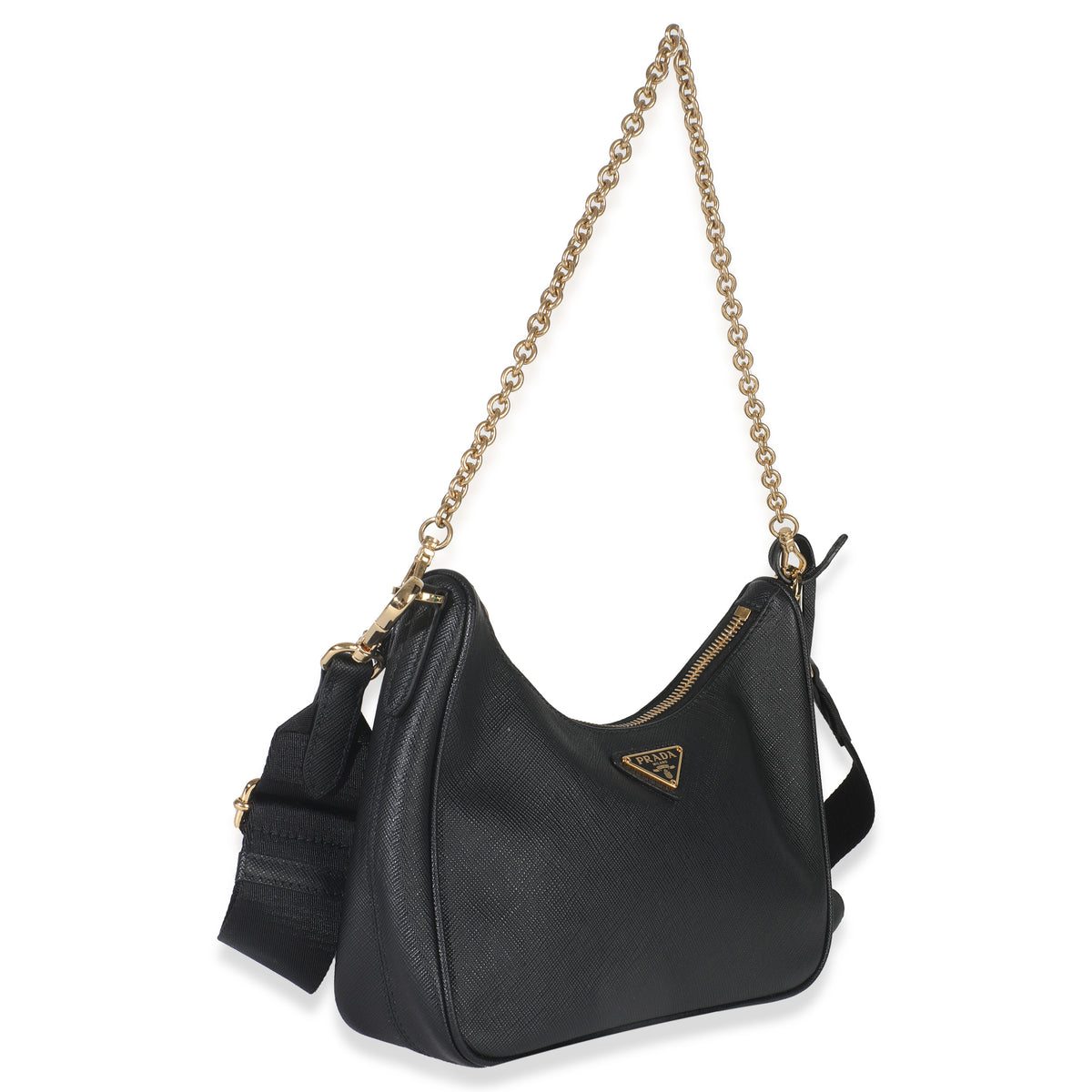 Black Saffiano Lux Re-Edition 2005 Shoulder Bag
