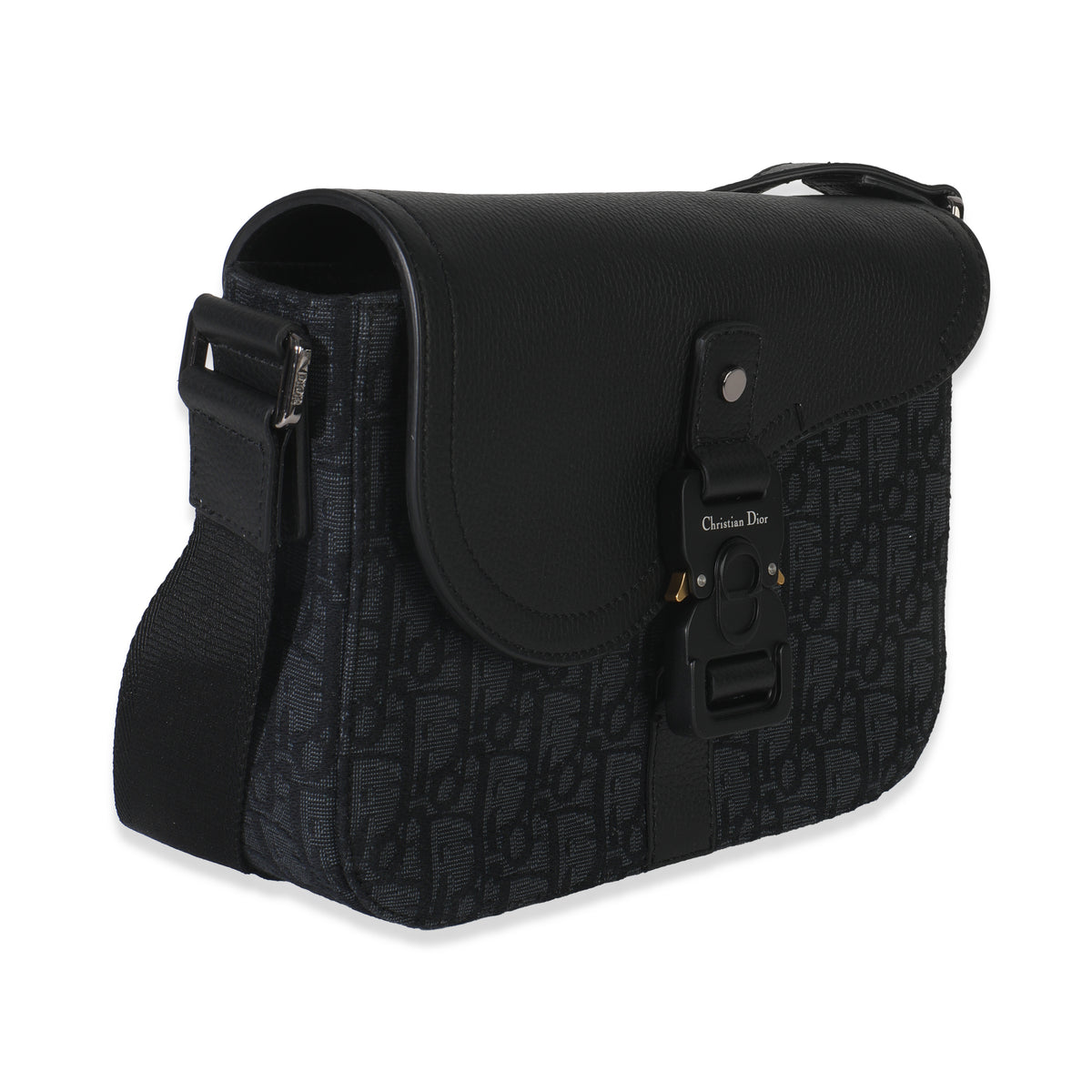 Christian Dior Black Oblique Canvas Small Saddle Messenger Bag Handbag bv