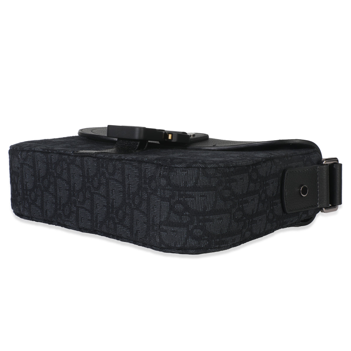 Christian Dior Black Oblique Canvas Small Saddle Messenger Bag Handbag clasp
