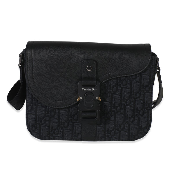 Christian Dior Black Oblique Canvas Small Saddle Messenger Bag