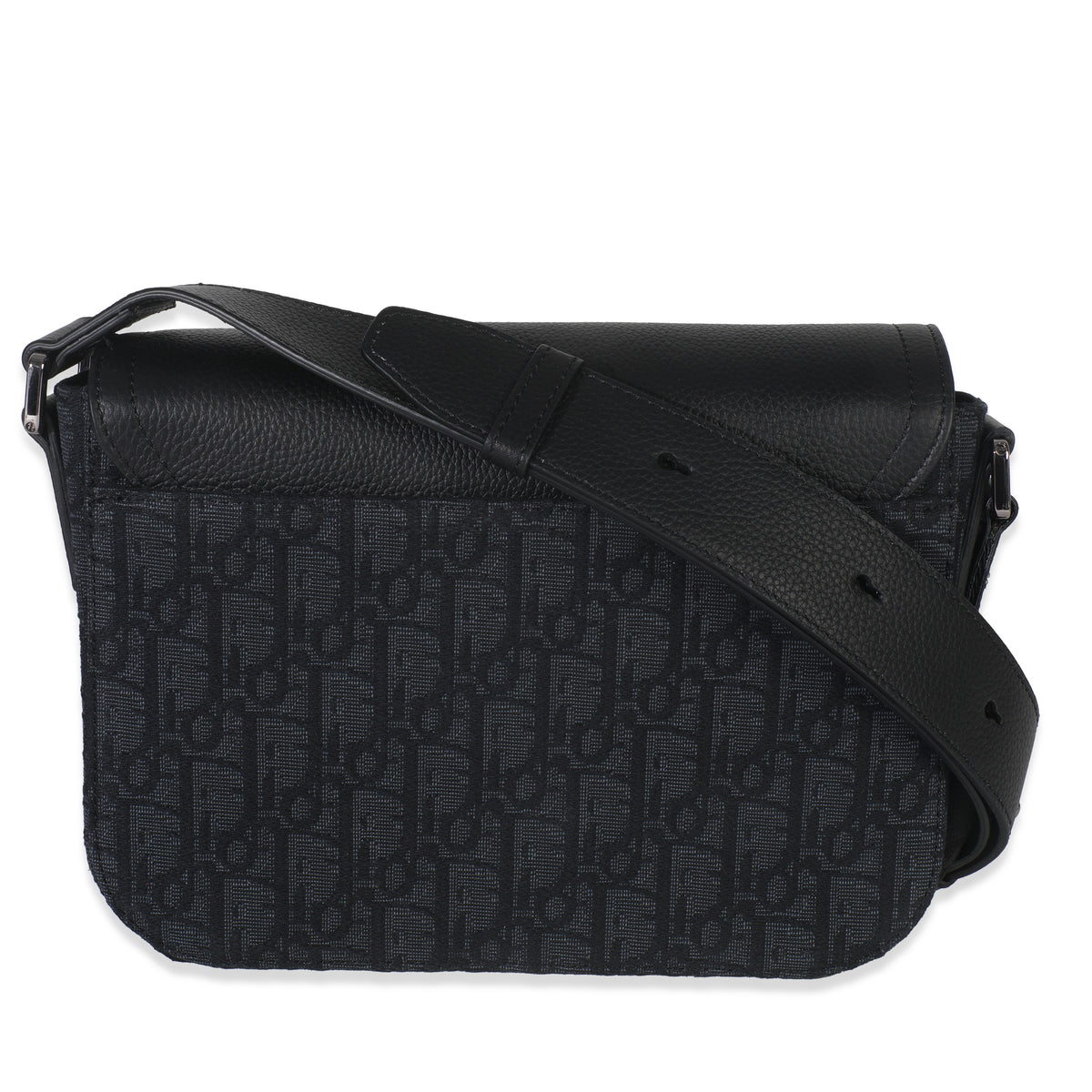 Christian Dior Black Oblique Canvas Small Saddle Messenger Bag Handbag stamp