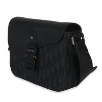 Black Oblique Canvas Small Saddle Messenger Bag