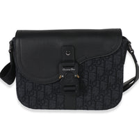 Christian Dior Black Oblique Canvas Small Saddle Messenger Handbag sv
