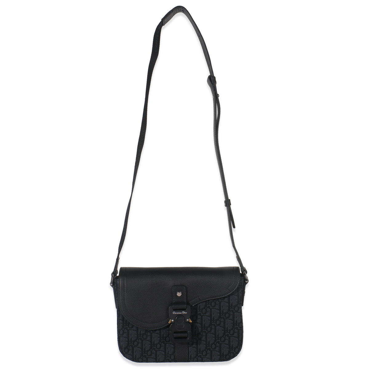 Black Oblique Canvas Small Saddle Messenger