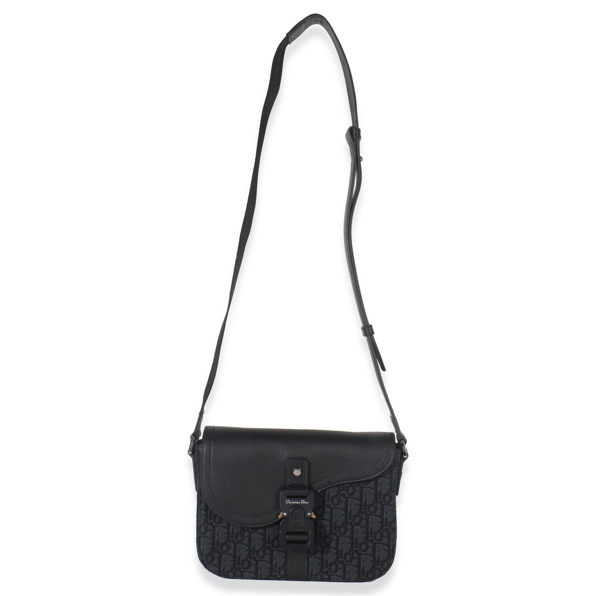 Black Oblique Canvas Small Saddle Messenger
