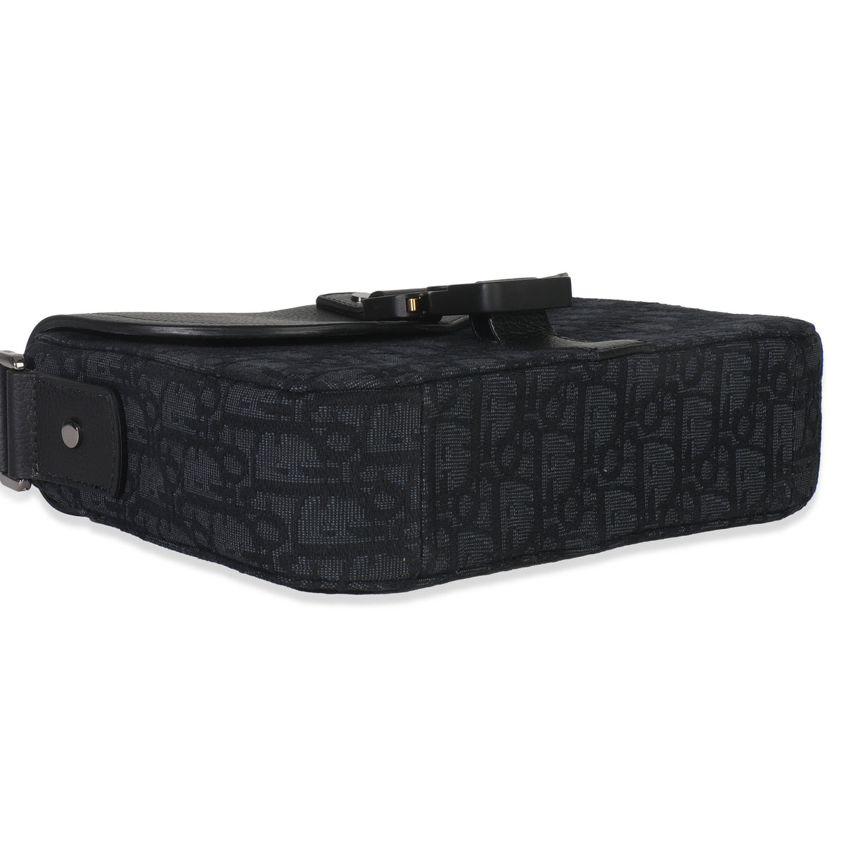 Black Oblique Canvas Small Saddle Messenger