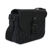 Black Oblique Canvas Small Saddle Messenger