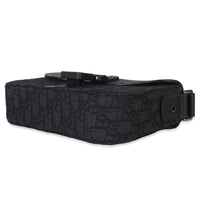 Black Oblique Canvas Small Saddle Messenger