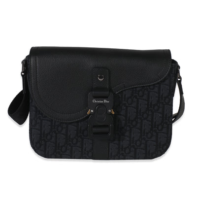 Black Oblique Canvas Small Saddle Messenger