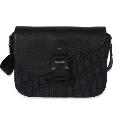 Black Oblique Canvas Small Saddle Messenger