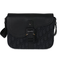 Black Oblique Canvas Small Saddle Messenger