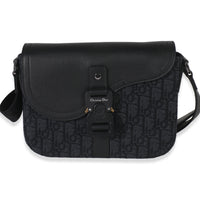 Black Oblique Canvas Small Saddle Messenger