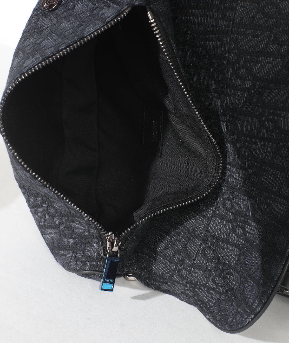 Christian Dior Black Oblique Jacquard Canvas Saddle Bag Handbag ad1