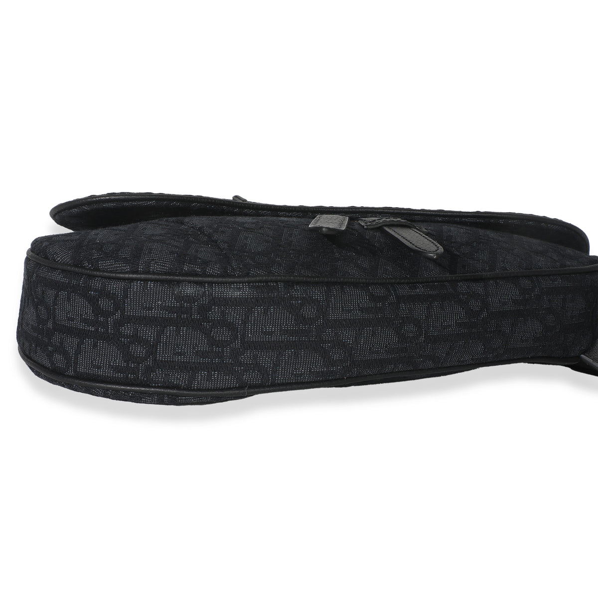 Christian Dior Black Oblique Jacquard Canvas Saddle Bag Handbag stamp