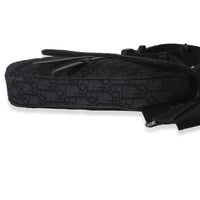 Black Oblique Jacquard Canvas Saddle Bag