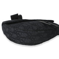 Black Oblique Jacquard Canvas Saddle Bag