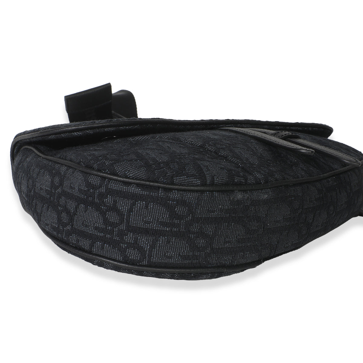 Black Oblique Jacquard Canvas Saddle Bag