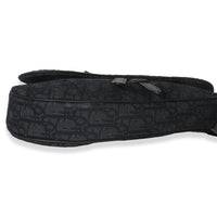 Black Oblique Jacquard Canvas Saddle Bag