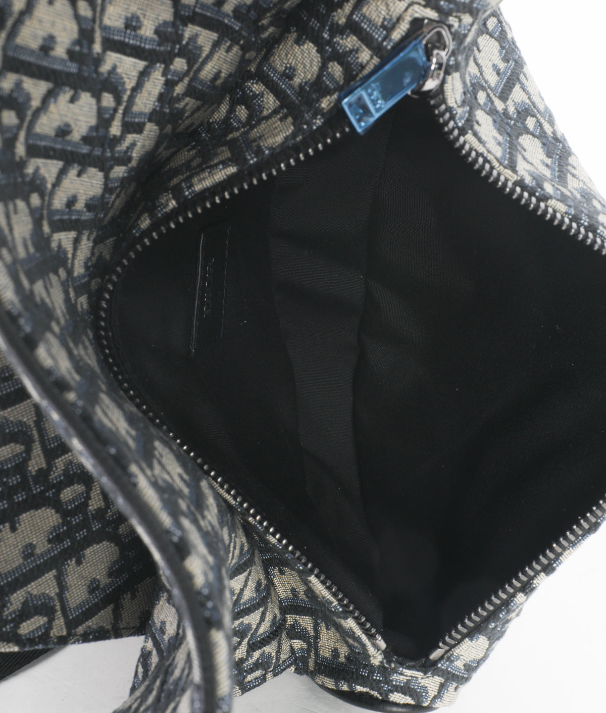 Christian Dior Beige Navy Jacquard Canvas Saddle Bag Handbag ad1