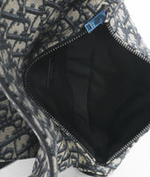 Christian Dior Beige Navy Jacquard Canvas Saddle Bag Handbag ad1