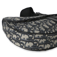 Beige Navy Jacquard Canvas Saddle Bag