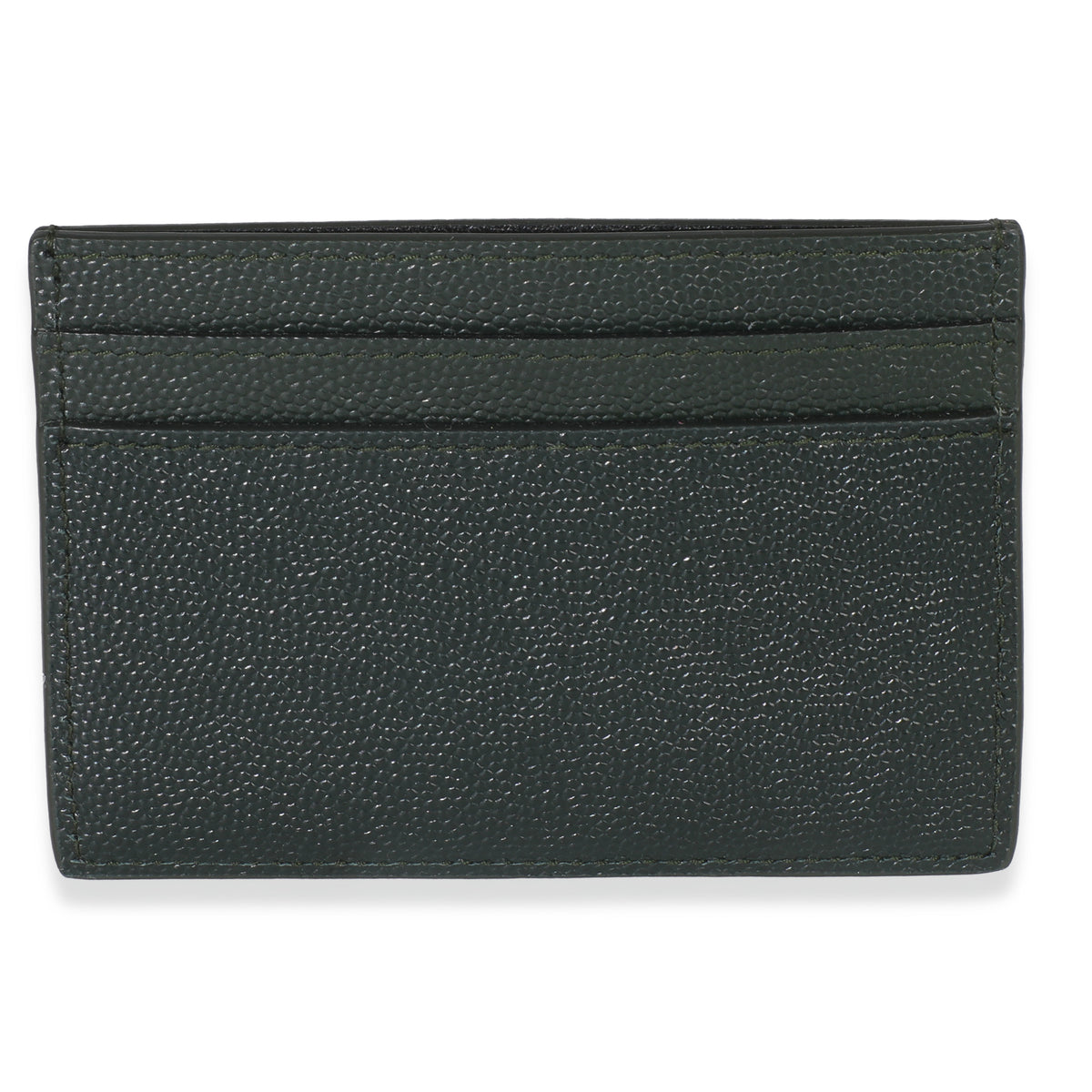 Saint Laurent Dark Khaki Grain De Poudre Credit Card Case Wallet bv
