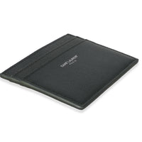 Saint Laurent Dark Khaki Grain De Poudre Credit Card Case Wallet rv