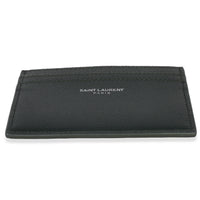 Saint Laurent Dark Khaki Grain De Poudre Credit Card Case Wallet stamp