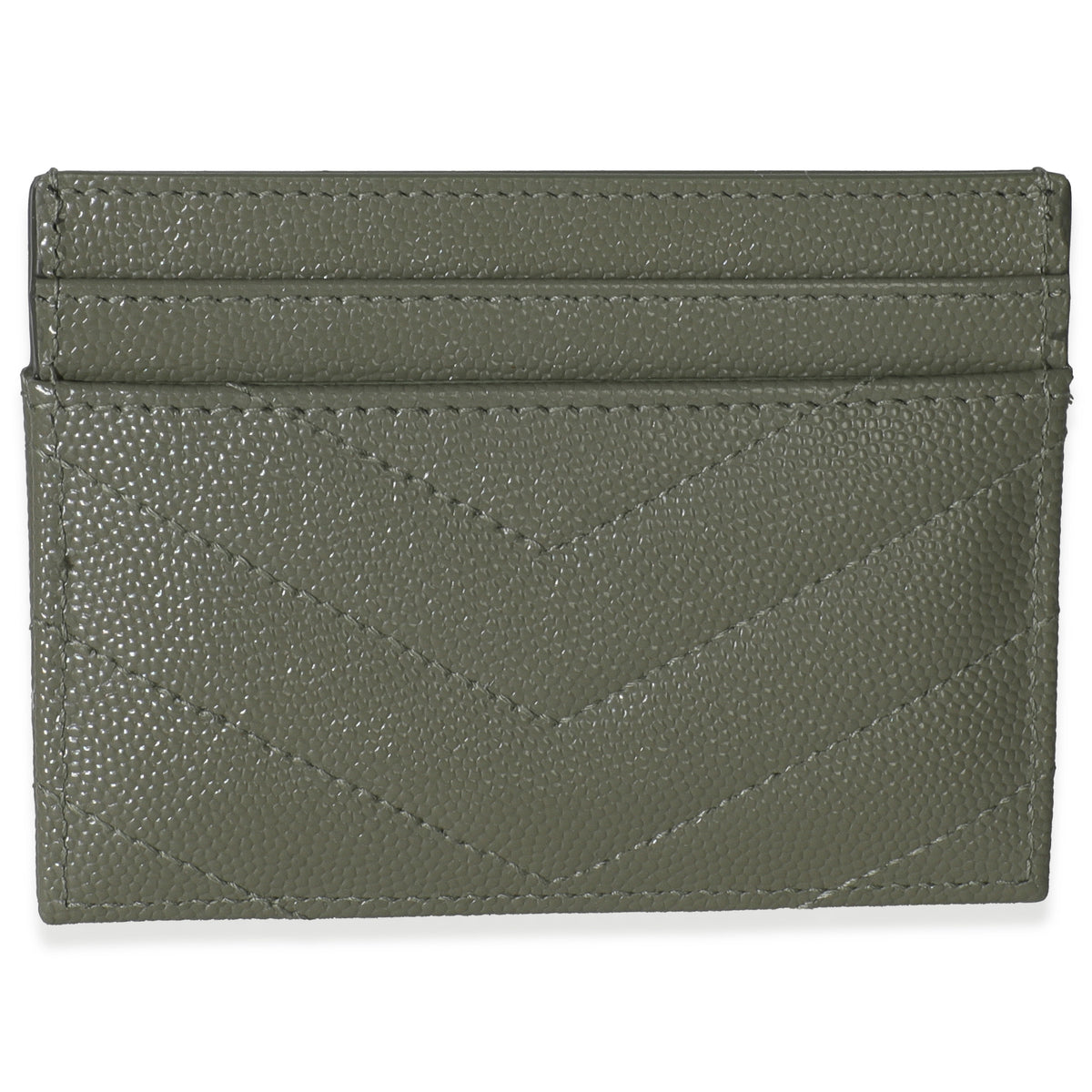 Saint Laurent Light Green Grain De Poudre Matelasse Cassandre Card Case Wallet bv