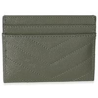 Saint Laurent Light Green Grain De Poudre Matelasse Cassandre Card Case Wallet bv