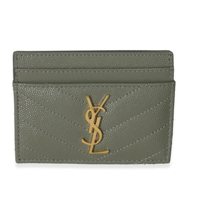 Light Green Grain De Poudre Matelasse Cassandre Card Case