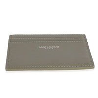 Saint Laurent Olive Green Grain De Poudre Credit Card Case Wallet stamp