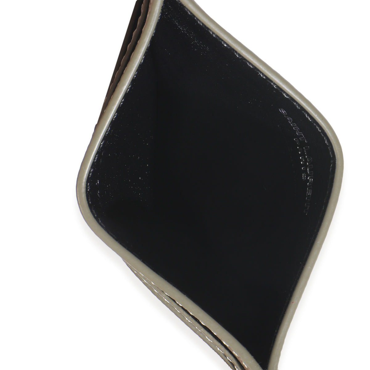 Saint Laurent Olive Green Grain De Poudre Credit Card Case Wallet av