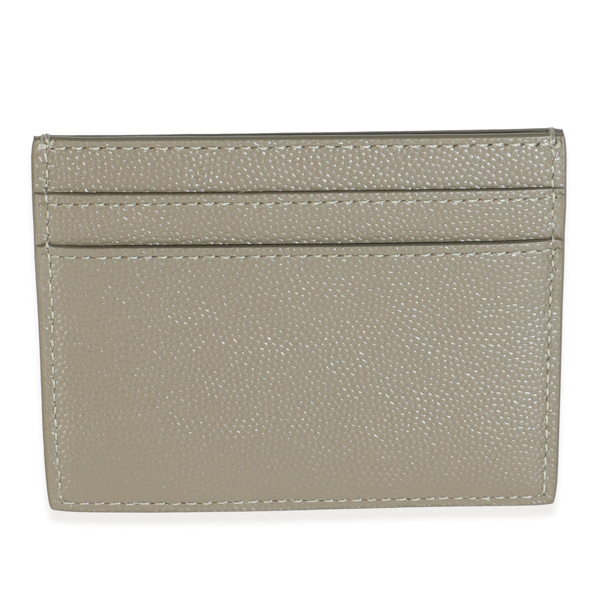 Saint Laurent Olive Green Grain De Poudre Credit Card Case Wallet bv