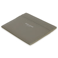 Saint Laurent Olive Green Grain De Poudre Credit Card Case Wallet clasp