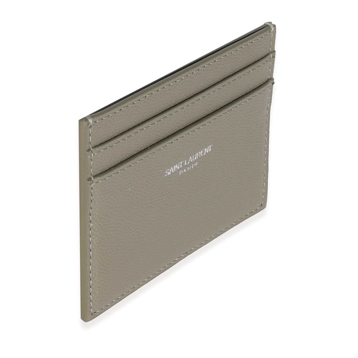 Saint Laurent Olive Green Grain De Poudre Credit Card Case Wallet pv