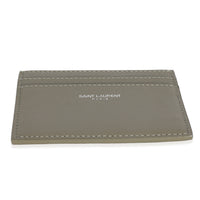 Saint Laurent Olive Green Grain De Poudre Credit Card Case Wallet stamp